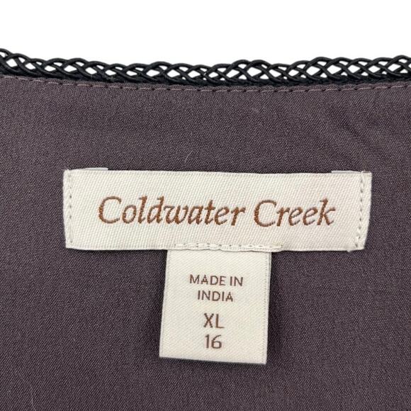 NEW Coldwater Creek Black Baroque Shimmer Blouse Gold Silver Sequin Women's XL - Picture 3 of 6